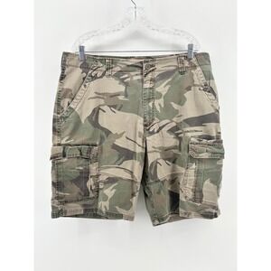 Wrangler Mens Camo Cargo Shorts Green Brown Tactical Outdoor Relaxed Fit 38
